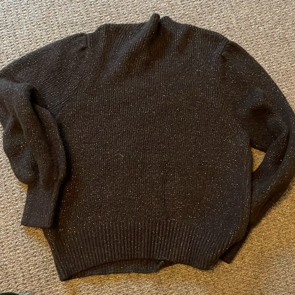 Time and Tru Women’s Mock Neck Sweater Tunic Long Sleeves Black metallic black - Picture 6 of 7